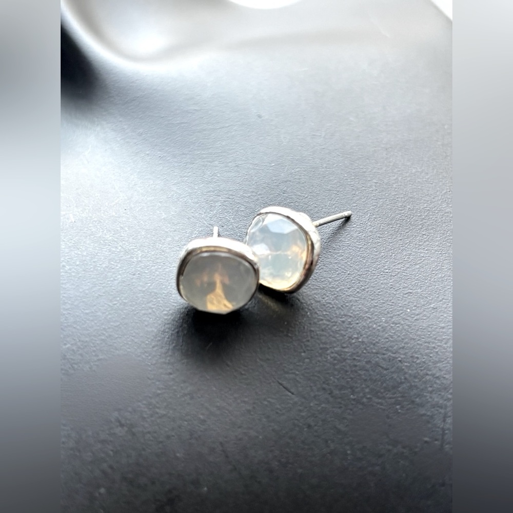 Translucent White Stone Stud Earrings - image 6